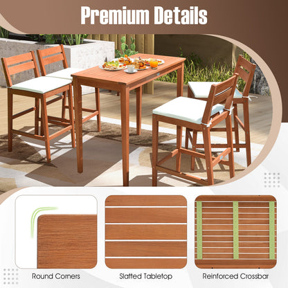 48 Inch x 24 Inch Rectangular Outdoor Eucalyptus Wood Bar Table for 4 People