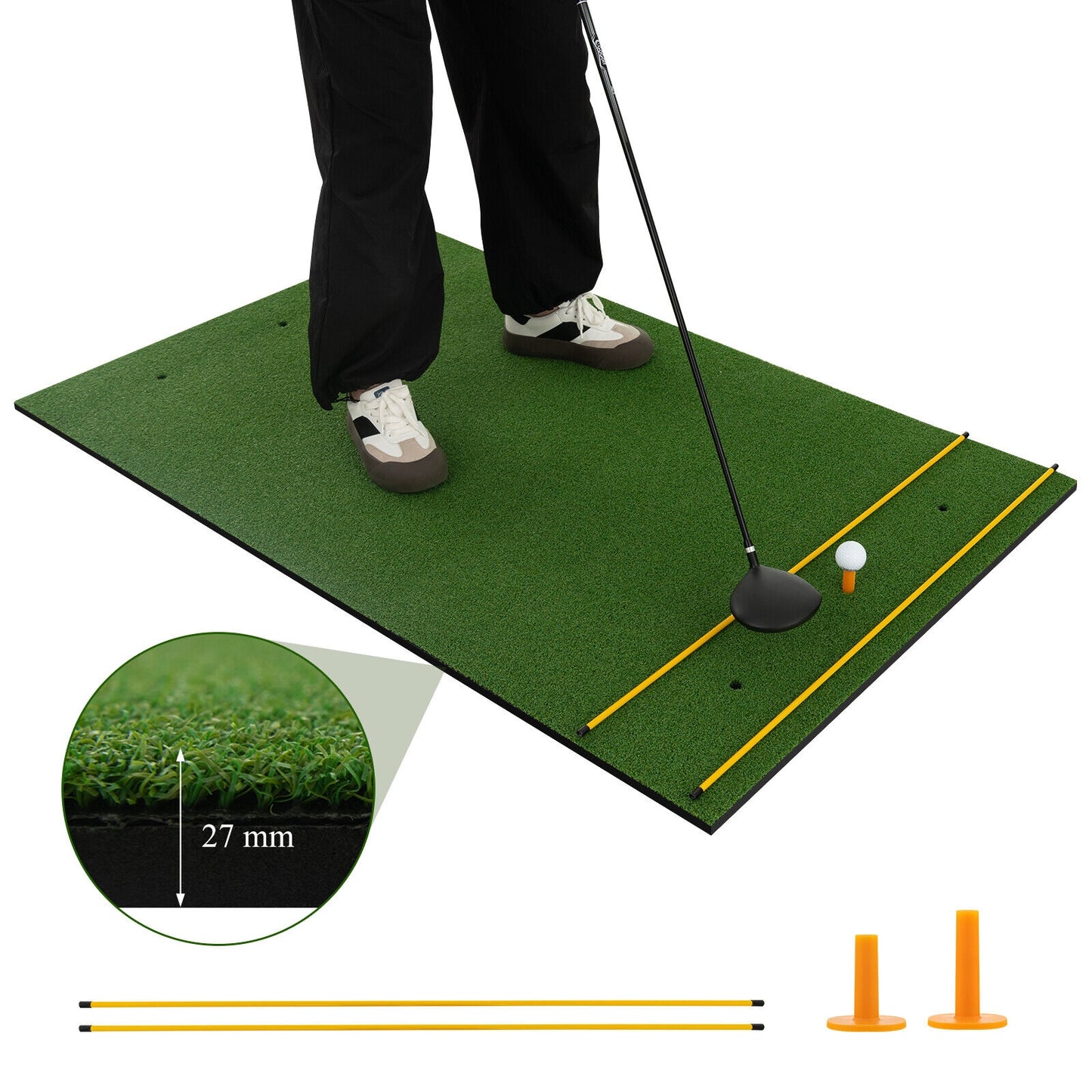 5 x 3 ft Artificial Turf Grass Practice Mat for Indoors and Outdoors-27mm