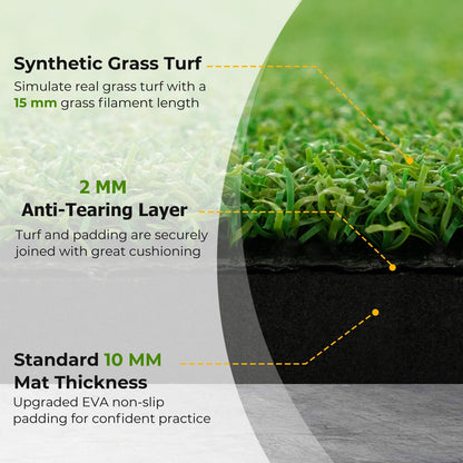 5 x 3 ft Artificial Turf Grass Practice Mat for Indoors and Outdoors-27mm