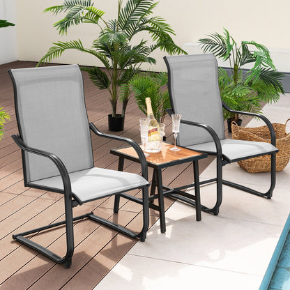 2 Pieces C-Spring Motion Patio Dining Chairs with Breathable Fabric-Black