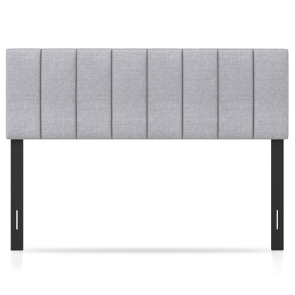 Linen Upholstered Headboard with Solid Wood Legs and Adjustable Width-Beige