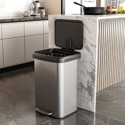 13.2 Gallon Step Trash Can with Soft Close Lid and Deodorizer Compartment-Golden