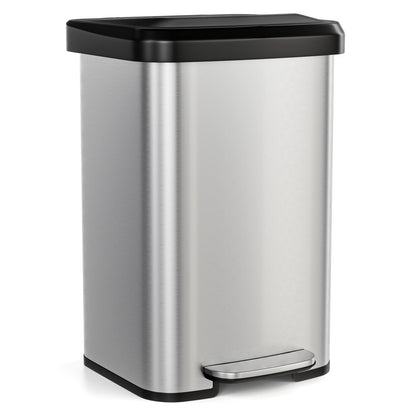 13.2 Gallon Step Trash Can with Soft Close Lid and Deodorizer Compartment-Golden