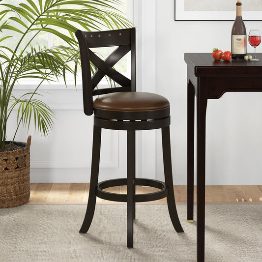 26"/31" Swivel Bar Stool with Curved Backrest PU Leather Seat and Footrest-31 inches