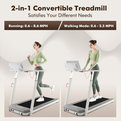 3HP Folding Treadmill with Adjustable Height and APP Control-Black