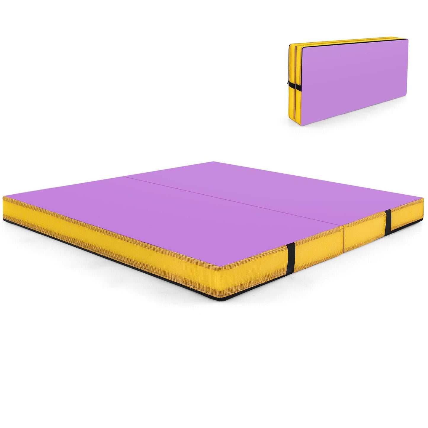 4ft x 4ft x 4in Bi-Folding Gymnastic Tumbling Mat with Handles and Cover-Blue