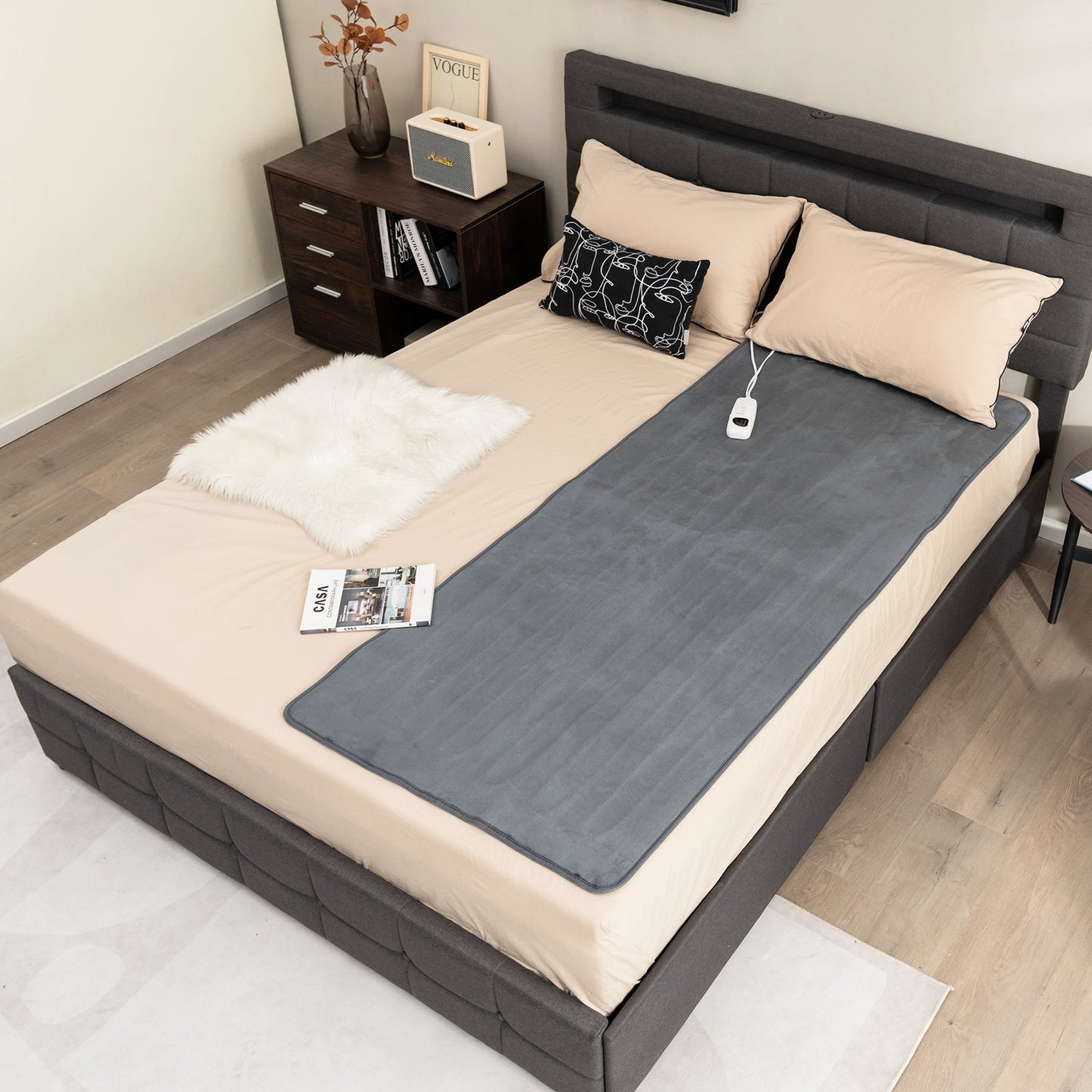 Electric Heated Mattress Pad with 5 Heating Levels and Overheat Protection-Blue
