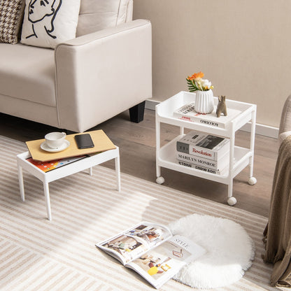 3/4 Tier Utility Rolling Cart with Detachable Tray Top and Locking Wheels-4-Tier