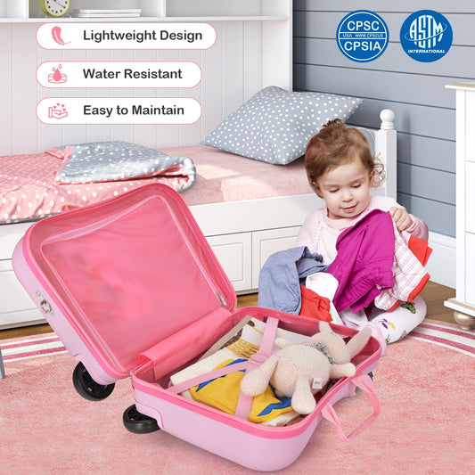 2 Pieces 18 Inch Ride-on Kids Luggage Set with Spinner Wheels-Pink