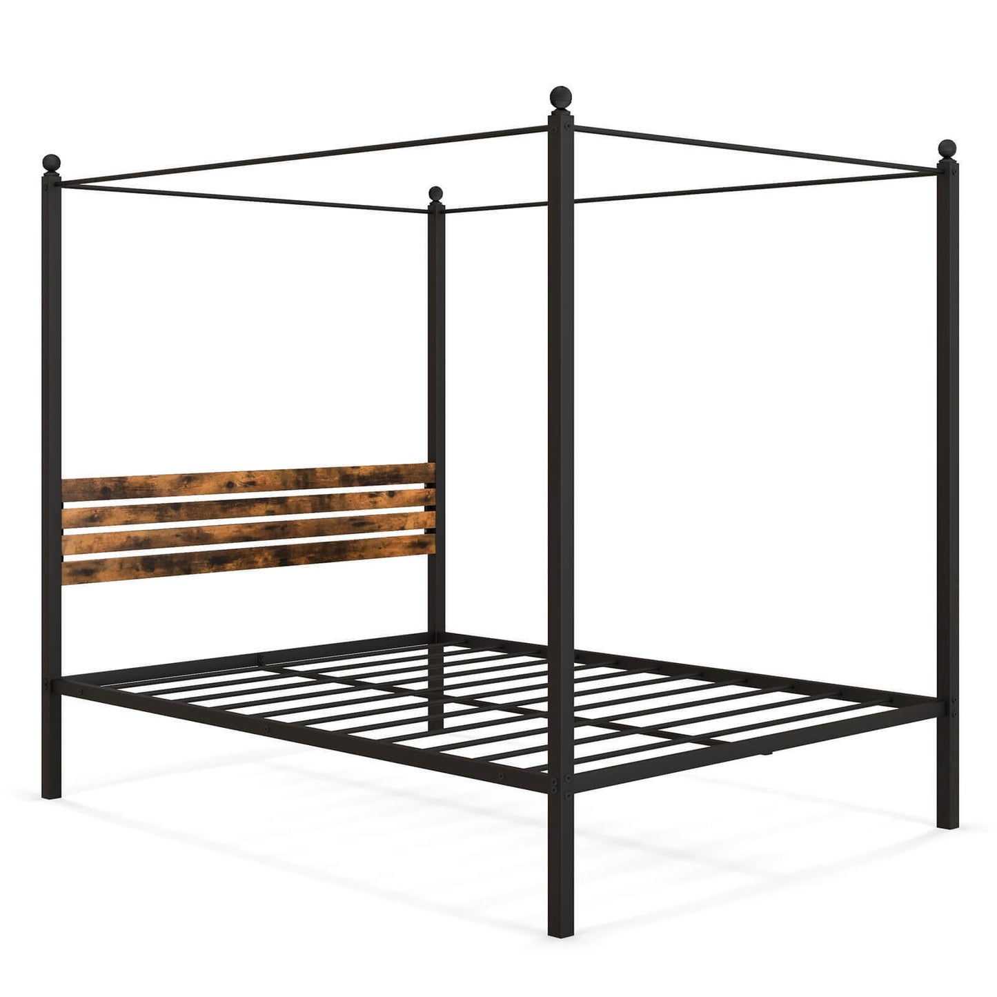 Queen Size Canopy Bed Frame with Under Bed Storage-Twin Size