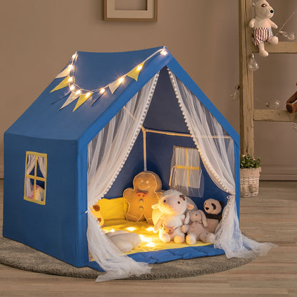 48 x 42 x 50 Inch Large Play Tent with Washable Cotton Mat Holiday Birthday Gift for Kids-Beige