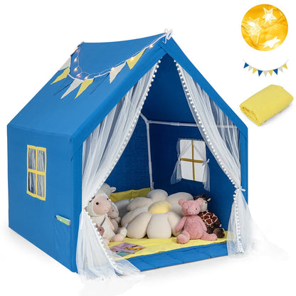 48 x 42 x 50 Inch Large Play Tent with Washable Cotton Mat Holiday Birthday Gift for Kids-Beige