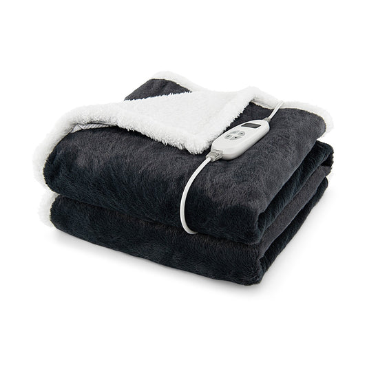 Electric Heated Blanket Throw with 10 Heat Settings-Gray