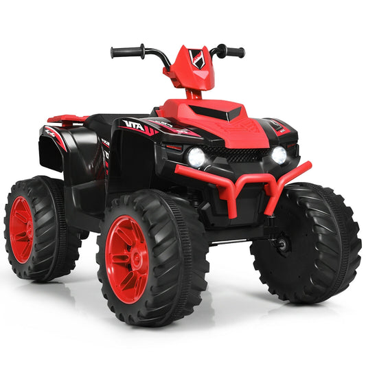 12V Kids Ride on ATV with LED Lights and Treaded Tires and LED lights-Red