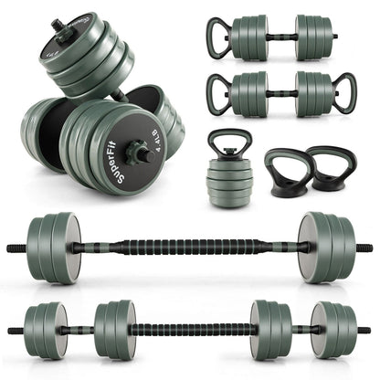 Adjustable Weight Dumbbell Set with Connector-Black & Gray