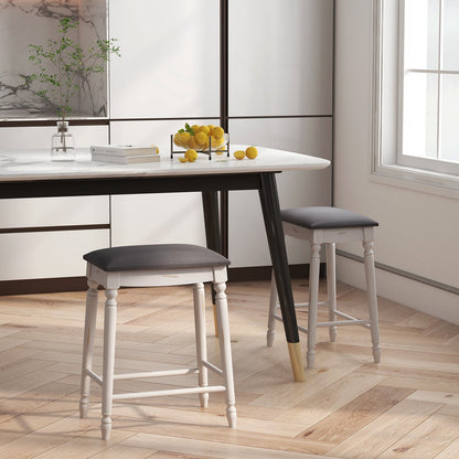 29 Inch Bar Stool Set of 2 with Padded Seat Cushions and Wood Legs-29 inches