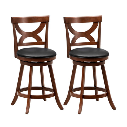 Swivel Bar Stools Set of 2 with Soft Cushion and Elegant Hollow Backrest-29 inches