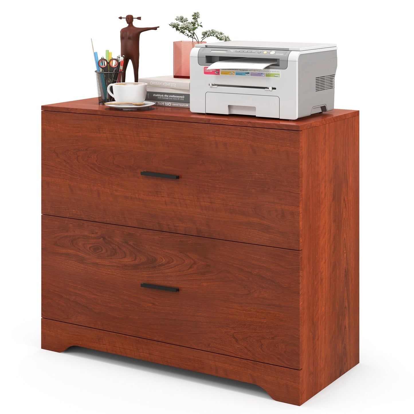 2-Drawer Lateral File Cabinet with Adjustable Bars for Home and Office-Black