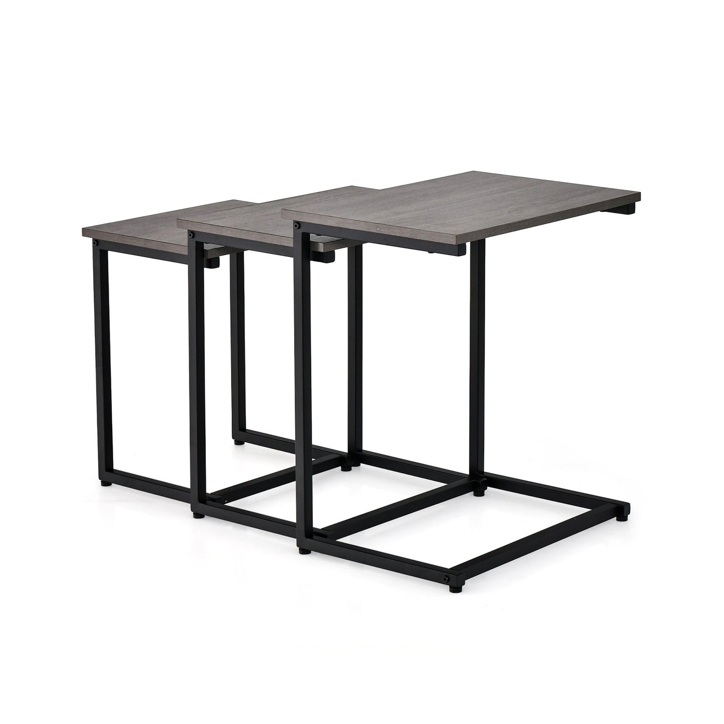 3 Pieces Multifunctional Coffee End Table Set-Brown
