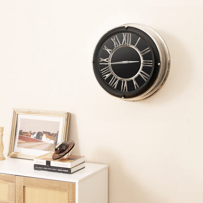 13.5/17.5 Inch Silent Wall Clock with Silver Frame-S
