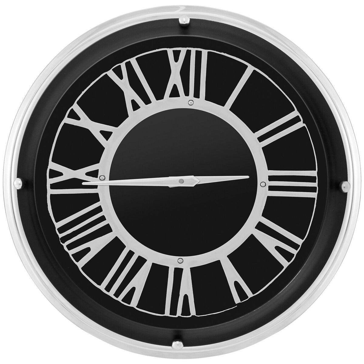 Silver frame wall clock with a minimalist design, 13.5/17.5 inch size, decorative wall decor by Wilsons Home Store.