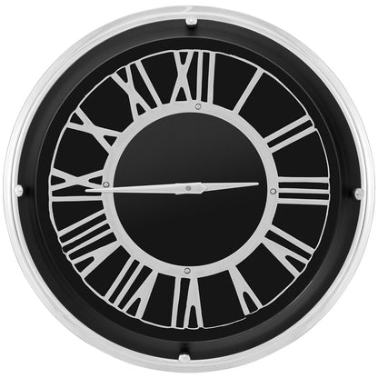 Silver frame wall clock with a minimalist design, 13.5/17.5 inch size, decorative wall decor by Wilsons Home Store.