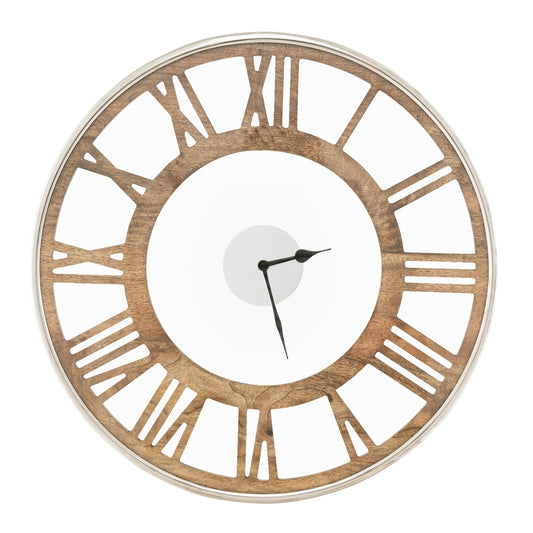 16/20 inch silent wall clock with a classic frame and Roman numerals, perfect for elegant home wall decor.