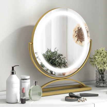 16 Inch Round Makeup Vanity Mirror with 3 Color Dimmable LED Lighting-Black