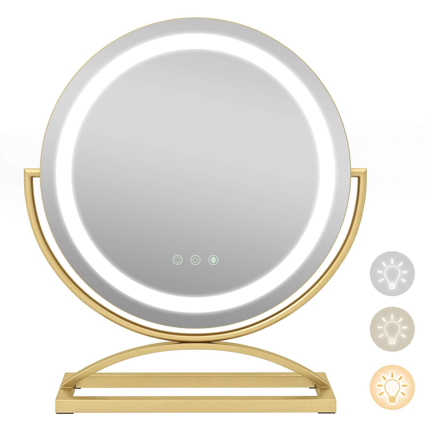 16 Inch Round Makeup Vanity Mirror with 3 Color Dimmable LED Lighting-Black
