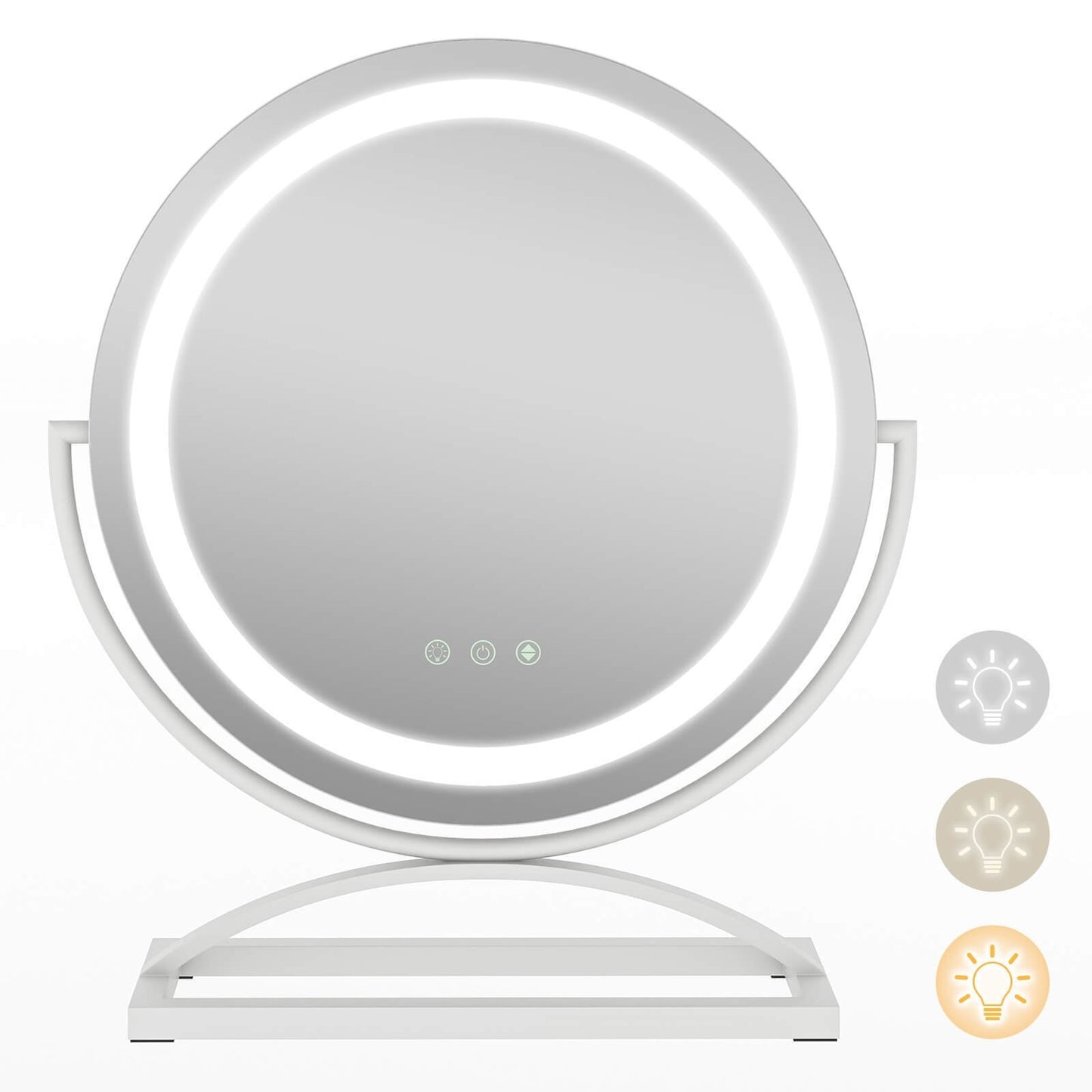 16 Inch Round Makeup Vanity Mirror with 3 Color Dimmable LED Lighting-Black