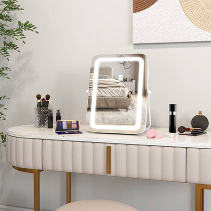 16 x 12 Inch Rectangular Vanity Makeup Mirror with 3 Color Dimmable Lighting-Black