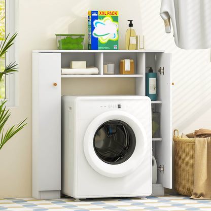 Over The Toilet Storage Cabinet with 2 Open Compartments and 4 Adjustable Shelves-Black