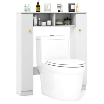 Over The Toilet Storage Cabinet with 2 Open Compartments and 4 Adjustable Shelves-Black