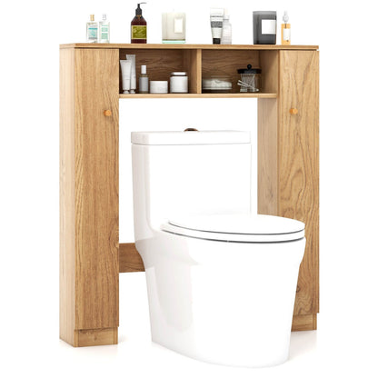 Over The Toilet Storage Cabinet with 2 Open Compartments and 4 Adjustable Shelves-Black