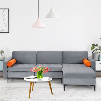 Modular 2-seat/3-Seat/4-Seat L-shaped Sectional Sofa Couch with Reversible Chaise and Socket USB Ports-3-Seat L-shaped