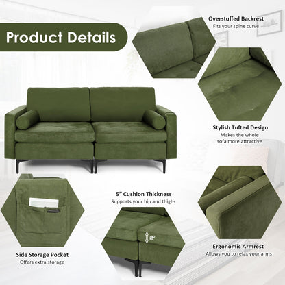 Modular 2-seat/3-Seat/4-Seat L-shaped Sectional Sofa Couch with Reversible Chaise and Socket USB Ports-2-Seat
