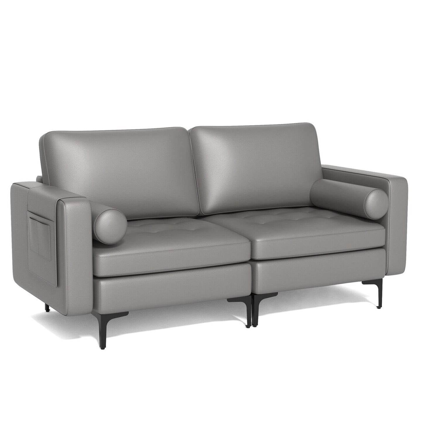 Modular 2-seat/3-Seat/4-Seat L-shaped Sectional Sofa Couch with Reversible Chaise and Socket USB Ports-2-Seat