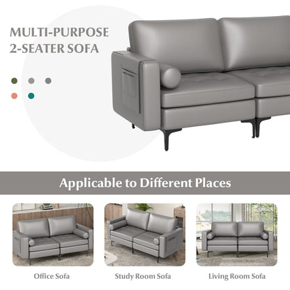 Modular 2-seat/3-Seat/4-Seat L-shaped Sectional Sofa Couch with Reversible Chaise and Socket USB Ports-2-Seat