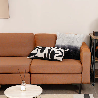 3-Seat Sectional Sofa Couch with Armrest Magazine Pocket and Metal Leg-Blue
