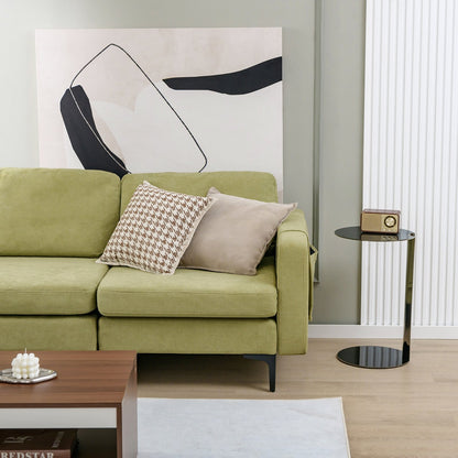 3-Seat Sectional Sofa Couch with Armrest Magazine Pocket and Metal Leg-Blue