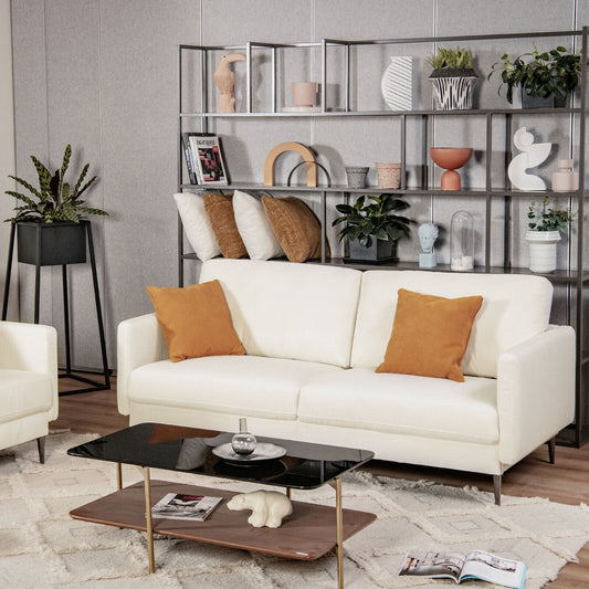 Modern Loveseat with Comfy Backrest Cushions-White
