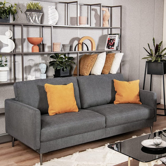 Modern Loveseat with Comfy Backrest Cushions-Gray