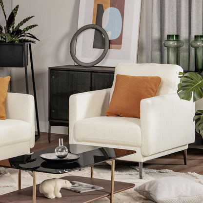 Modern Upholstered Accent Chair with Removable Backrest Cushion-Gray