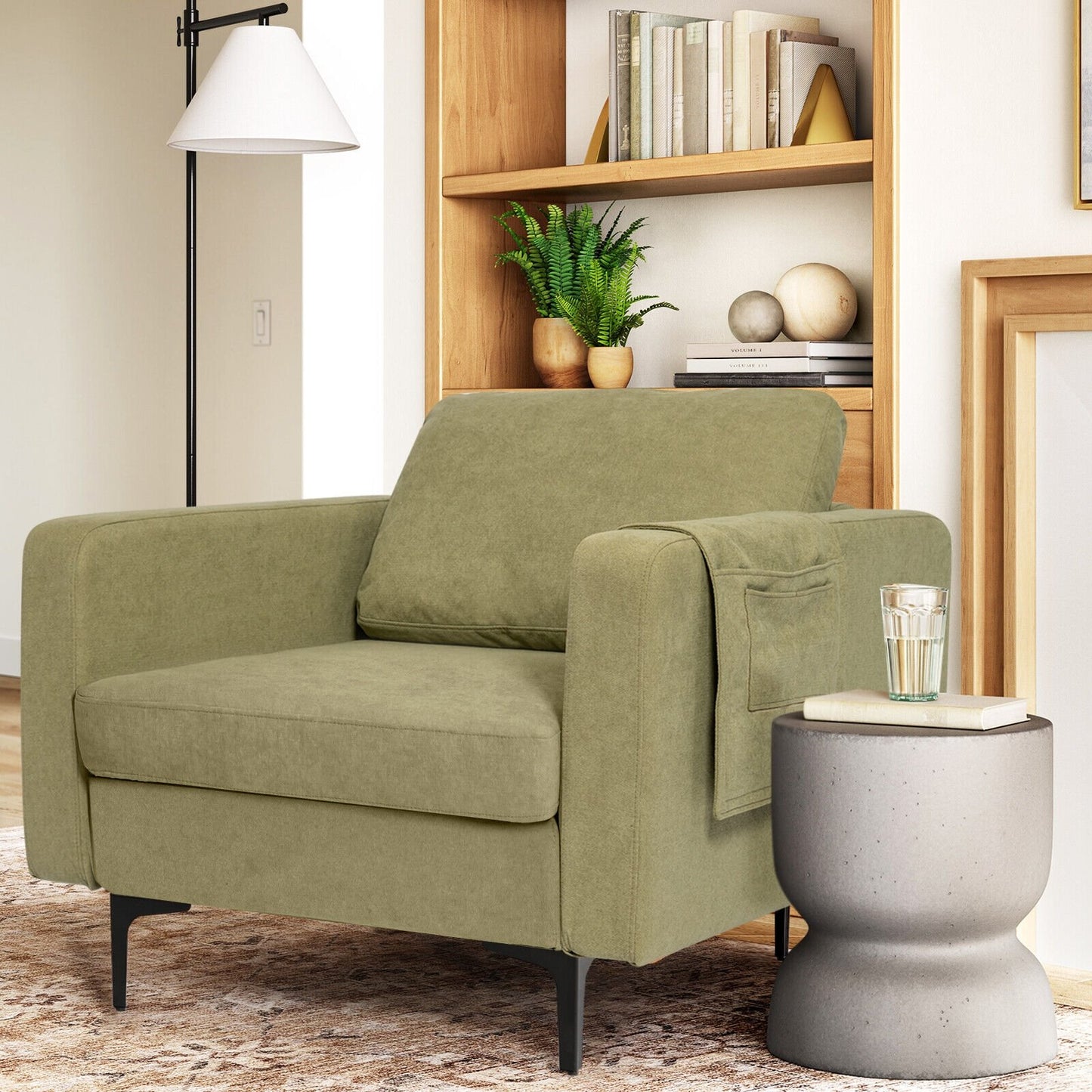 1/2/3/4-Seat Convertible Sectional Sofa with Reversible Ottoman-1-Seat