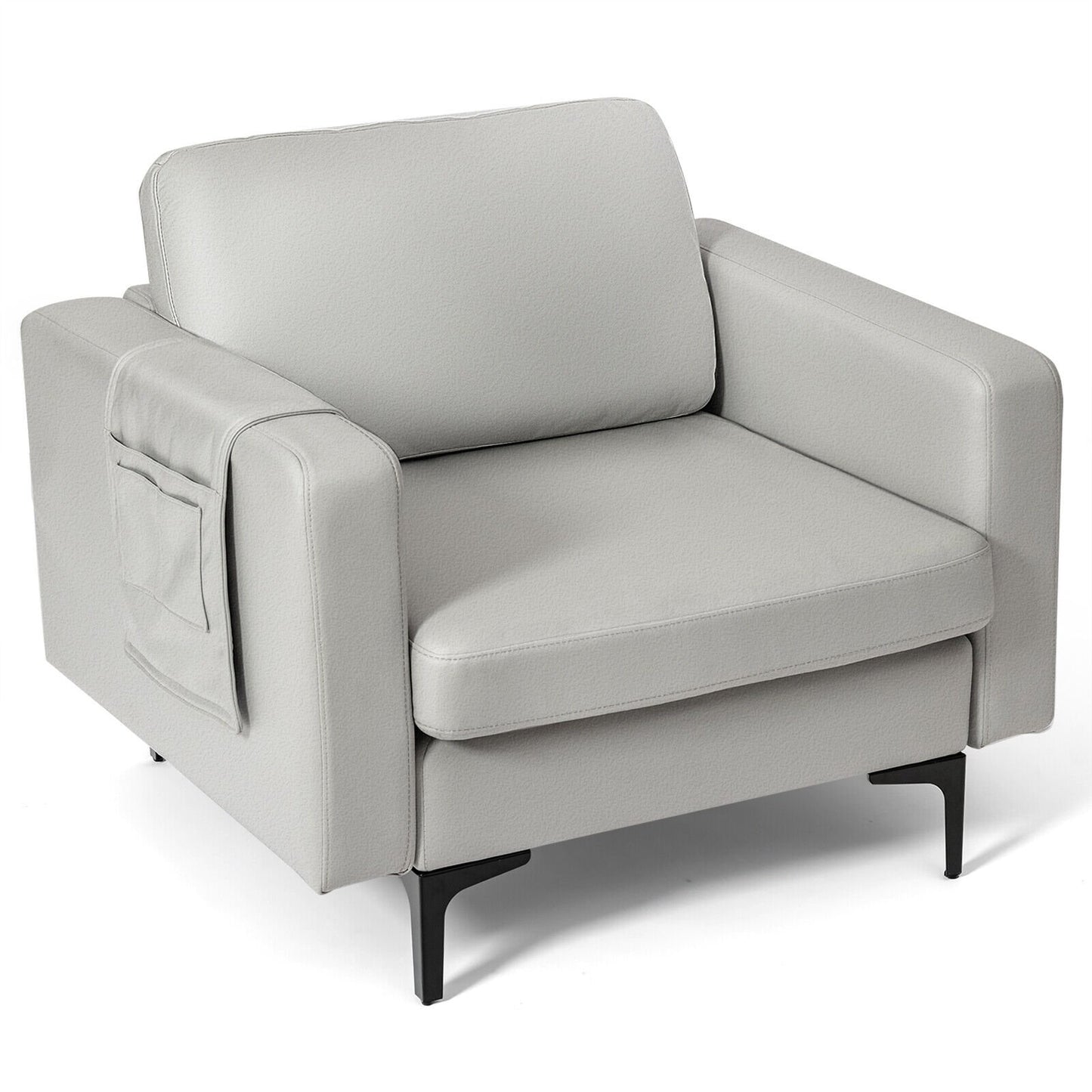 1/2/3/4-Seat Convertible Sectional Sofa with Reversible Ottoman-1-Seat