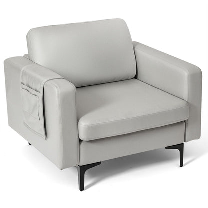 1/2/3/4-Seat Convertible Sectional Sofa with Reversible Ottoman-1-Seat