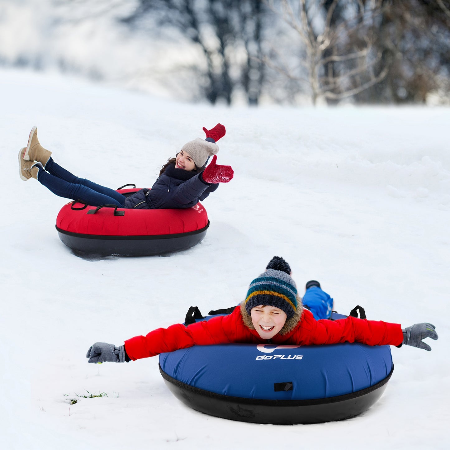 40" Inflatable Snow Sled for Kids and Adults-Blue