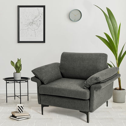 Modern Fabric Accent Armchair with Original Distributed Spring and Armrest Cushions-Army Green