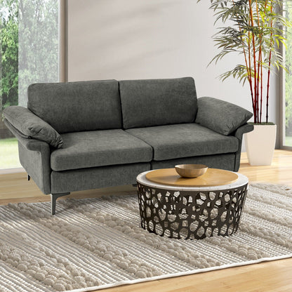 Modern Fabric Loveseat Sofa for with Metal Legs and Armrest Pillows-Army Green