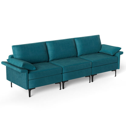 Large 3-Seat Sofa Sectional with Metal Legs for 3-4 people-Army Green
